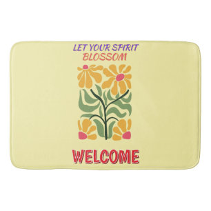 Retro Boho Bloeiende Bloemen Inspiratie Citaat Badmat