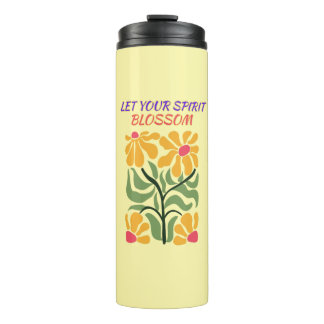Retro Boho Bloeiende Bloemen Inspiratie Citaat Thermosbeker