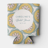 Retro Boho Bloem Geel Aangepaste Bruidsmeisjesfees Blikjeskoeler (Voorkant)