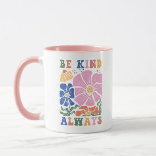 Retro Boho Bloem Motivatie Quote -Wees Altijd Vrie Mok