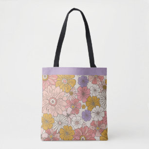 Retro Boho Bloem Tuin Grote Bureaumat Draagtas