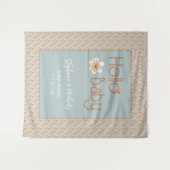 Retro Boho Bloemen Baby shower Achtergrond Tapestr Wandkleed (Voorkant (horizontaal))