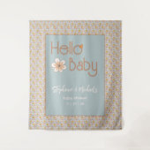 Retro Boho Bloemen Baby shower Achtergrond Tapestr Wandkleed (Voorkant)