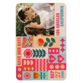 Retro Boho Bloemen Bold & Bright Save The Date Magneet (Verticaal)