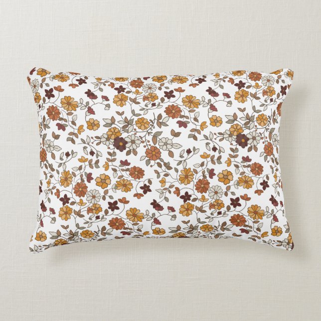 Retro boho bloemen patroon accent kussen (Voorkant)