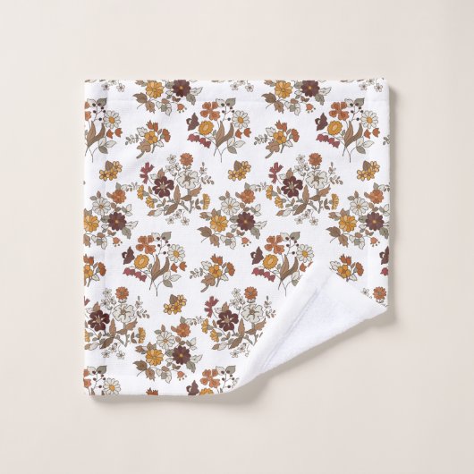 Retro boho bloemen patroon bad handdoek (Wasdoekje)