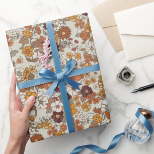 Retro boho bloemen patroon cadeaupapier