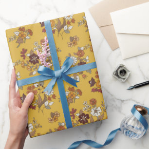 Retro boho bloemen patroon cadeaupapier