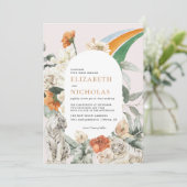 Retro Boho Bloemrijke Botanische Bruiloft Kaart (Staand voorkant)