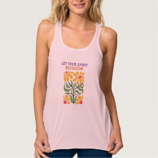 Retro Boho Blooming Flowers Inspiration Quote Tanktop