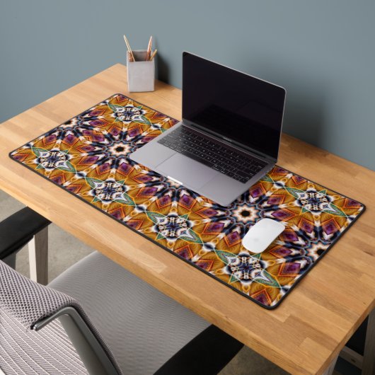 Retro Boho Bohemian Hippie Trippy Rosette Mandala Bureaumat (Kantoor 2)
