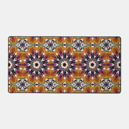 Retro Boho Bohemian Hippie Trippy Rosette Mandala Bureaumat (Voorkant)