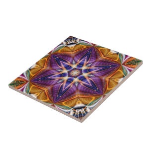 Retro Boho Bohemian Hippie Trippy Rosette Mandala Tegeltje