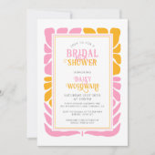 Retro Boho Bold Bloemen Bruids Douche Uitnodiging (Voorkant)