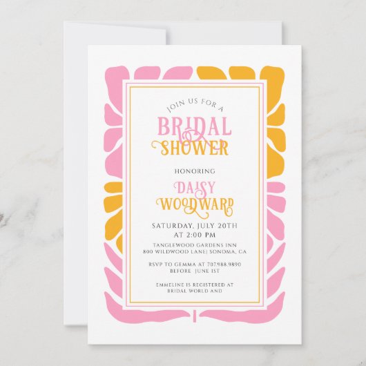 Retro Boho Bold Bloemen Bruids Douche Uitnodiging (Voorkant)