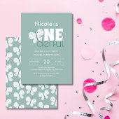 Retro Boho Butterfly 1e verjaardag Dusty Blue Kaart