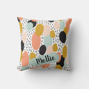 Retro Boho Chic MidCentury Abstracte Kunst Naam Kussen