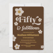 Retro Boho Chocolade Bruin 50 & Fabulous Verjaarda Kaart (Voorkant)