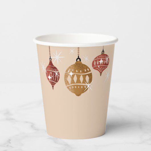 Retro Boho Christmas Bauble Ornament Vrijgezellenf Papieren Bekers (Achterkant)