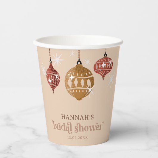 Retro Boho Christmas Bauble Ornament Vrijgezellenf Papieren Bekers (Voorkant)