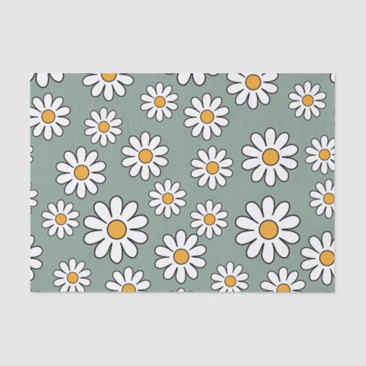 Retro Boho Cute Daisy Floral Pattern Tissuepapier (Voorkant)
