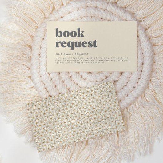 Retro Boho Daisy Baby shower Book Request Informatiekaartje
