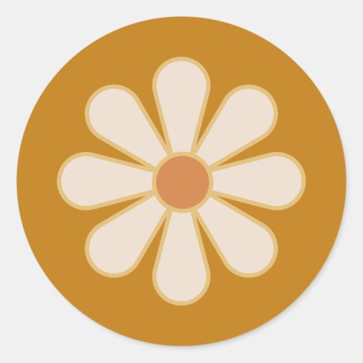 Retro Boho  Daisy Ronde Sticker (Voorkant)
