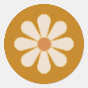 Retro Boho Daisy Ronde Sticker