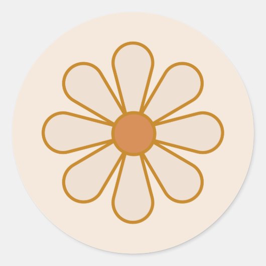 Retro Boho  Daisy Ronde Sticker (Voorkant)