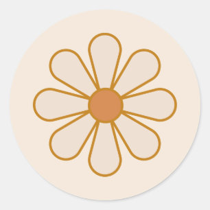 Retro Boho  Daisy Ronde Sticker