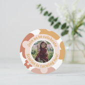 Retro Boho Daisy Verjaardag Meisje Ronde Kaart (Staand voorkant)