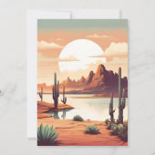 Retro Boho Desert Mountain Bruiloft Kaart (Achterkant)