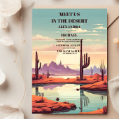 Retro Boho Desert Mountain Bruiloft Kaart