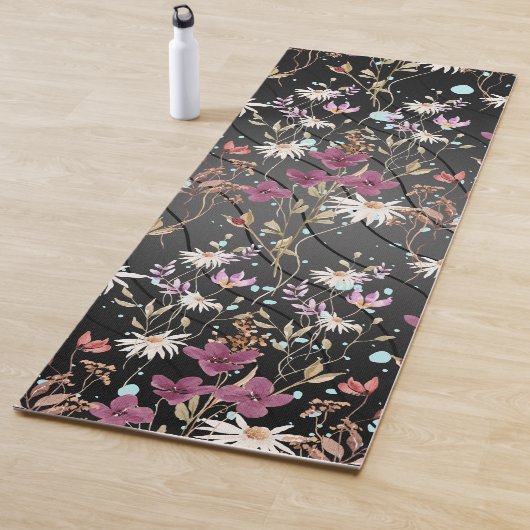 Retro Boho Elegante Wildbloemen Yogamat (In situ)