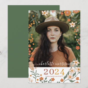 Retro Boho Faire-part de graduation photo