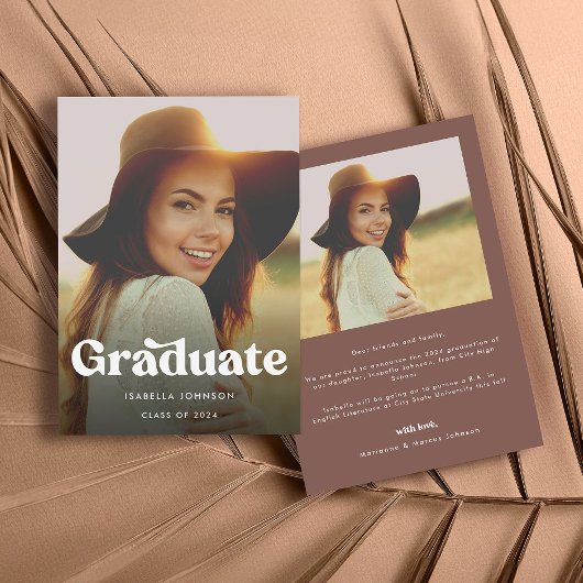 Retro Boho Faire-part de graduation photo