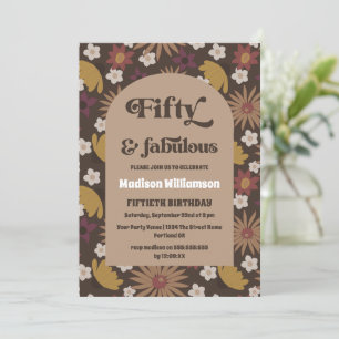 Rétro Boho Fleurs des Années 70 Invitation d'anniv