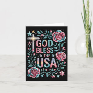 Retro Boho Floral God zegene de Verenigde Staten C Kaart