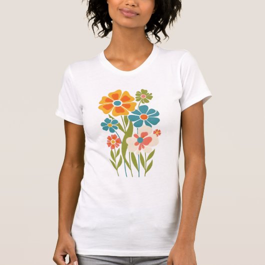 Retro Boho Floral Illustration  T-shirt (Voorkant)