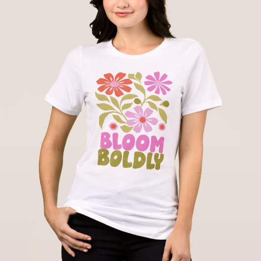 Retro Boho Floral Inspirerend Affirmatie Quote Tri-Blend Shirt (Voorkant)