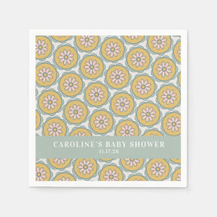 Retro Boho Floral Pastel Custom Baby shower Servet