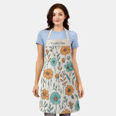 Retro Boho Floral Pastel Naam Schort (Gedragen)