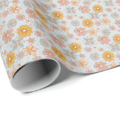  Retro Boho Floral Wrapping Paper Cream Cadeaupapier (Rol Hoek)
