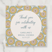 Retro Boho Floral Yellow Custom Shower Dank u Bedankjes Labels (Achterkant)