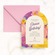 Retro Boho Flower Party Invite