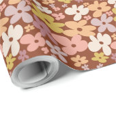 Retro Boho Flower Power Pattern Cadeaupapier (Rol Hoek)