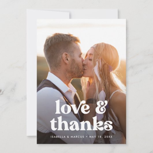 Retro Boho foto bruiloft bedankje Bedankkaart (Voorkant)