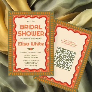 Retro Boho Fun Handgemaakte CUSTOM QR Vrijgezellen Kaart