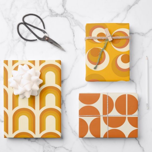 Retro Boho Geometric Pattern 60s 70s 70s Inpakpapier Vel (Voorkant)