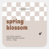 Retro Boho Geruite Soja Kaars Jar Label (Voorkant)